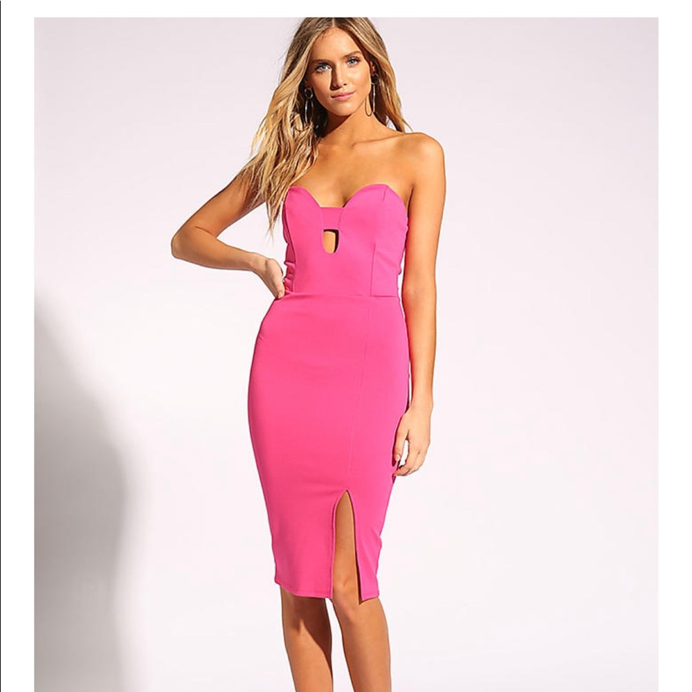 Fuchsia Sweetheart Cut Out Bodycon Dress